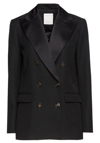 Pely Double-Breasted Satin-Trimmed Twill Blazer from Sandro