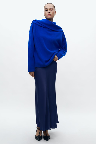 ZW Collection Satin Midi Skirt