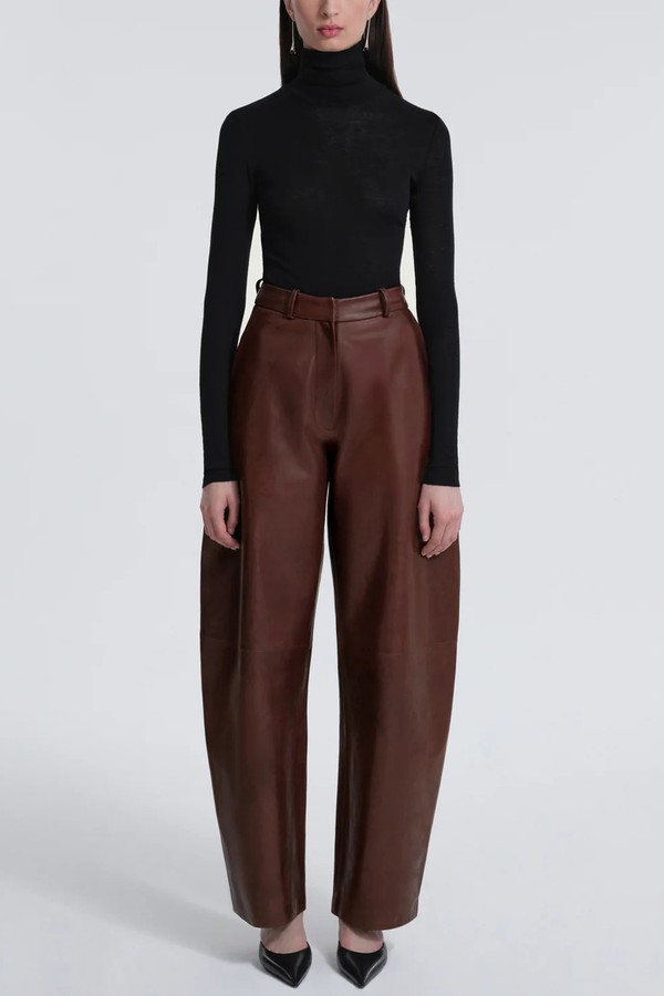 Barrel Pants Softly Sculpted Leather Pants from Nour Hammour