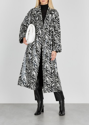 Shelby Zebra-Print Trench Coat from Stand Studio