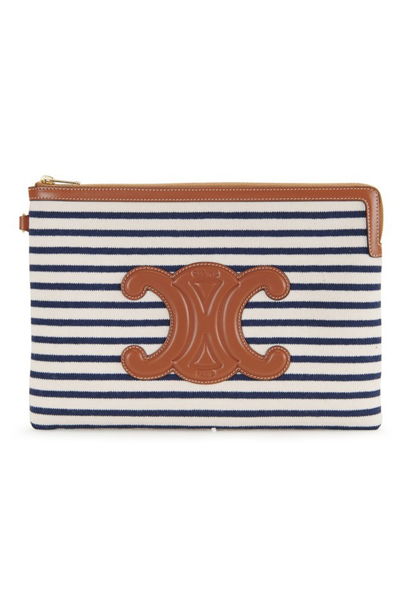 Small Pouch With Strap In Striped Textile from Celine