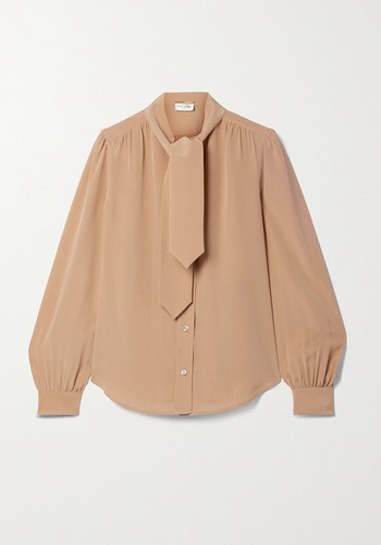 Pussy-Bow Silk Crepe De Chine Blouse from Saint Laurent