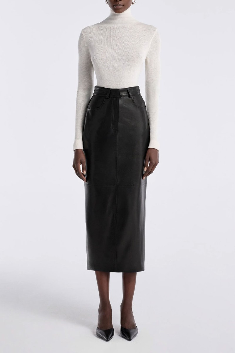 Ghalia Long Leather Skirt