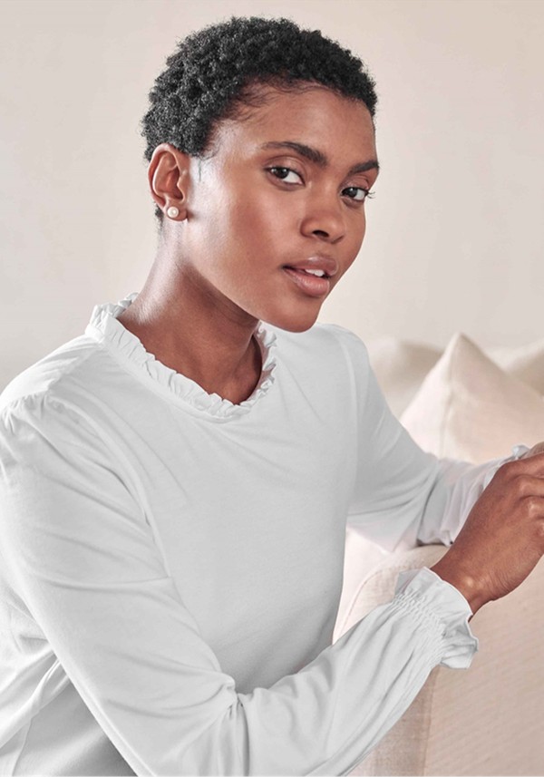 Ruffle Detail Jersey Top from Pure Collection