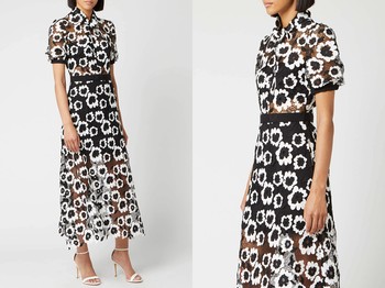 Short Sleeve Abstract Guipure Dress from Self-Portrait