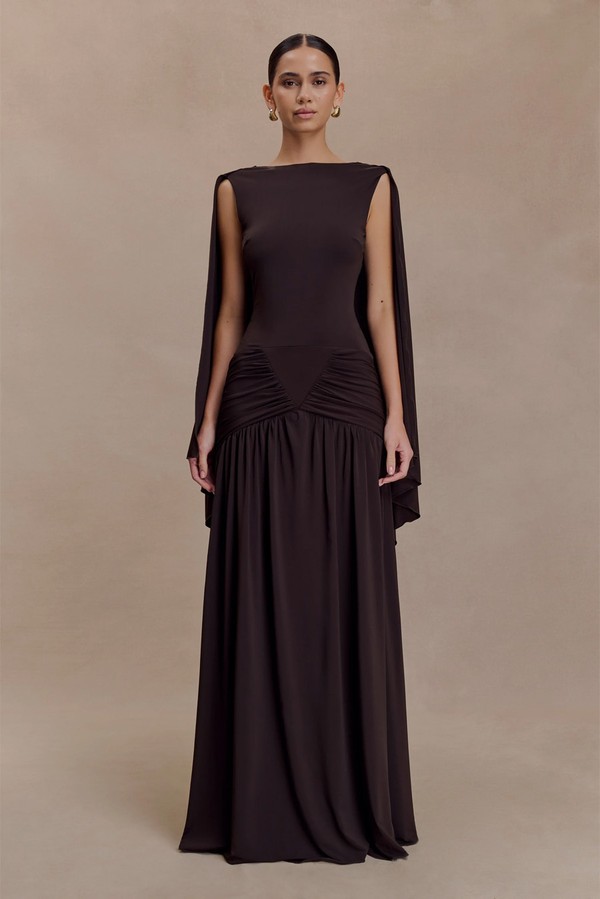 Emory Jersey Cape Maxi Dress from Meshki