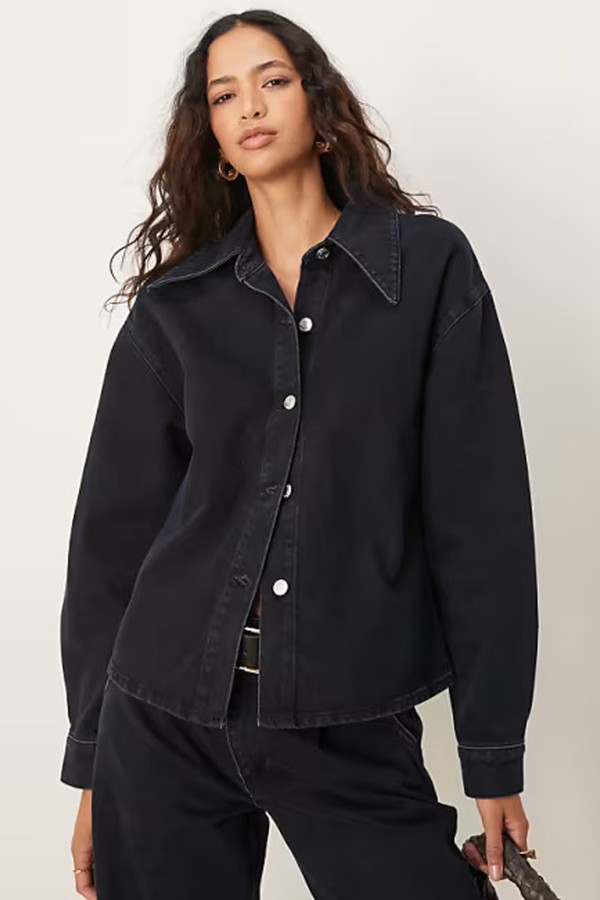 Oversized Denim Shirt With Elongated Collar from ASOS DESIGN