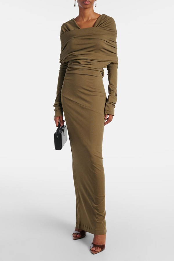 Bound Draped Cotton-Blend Maxi Dress from Entire Studios