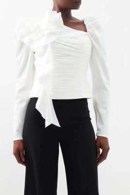 Adelia Ruffled Ruched-Cotton Blouse from Aje