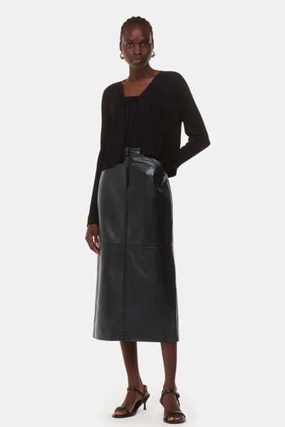 Jamie Leather Midi Skirt