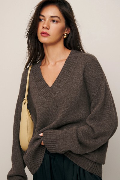 Jadey Cashmere Oversized V-Neck Sweater from Reformation