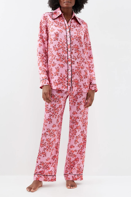 Rose Print Satin Pyjama Trousers from Emilia Wicksted