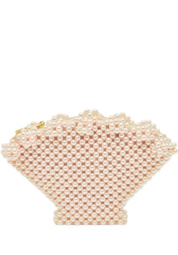 Faux Pearl Beaded Shell Purse from Shrimps