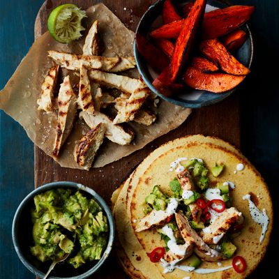 Chicken Tacos With Roasted Sweet Potato & Guacamole