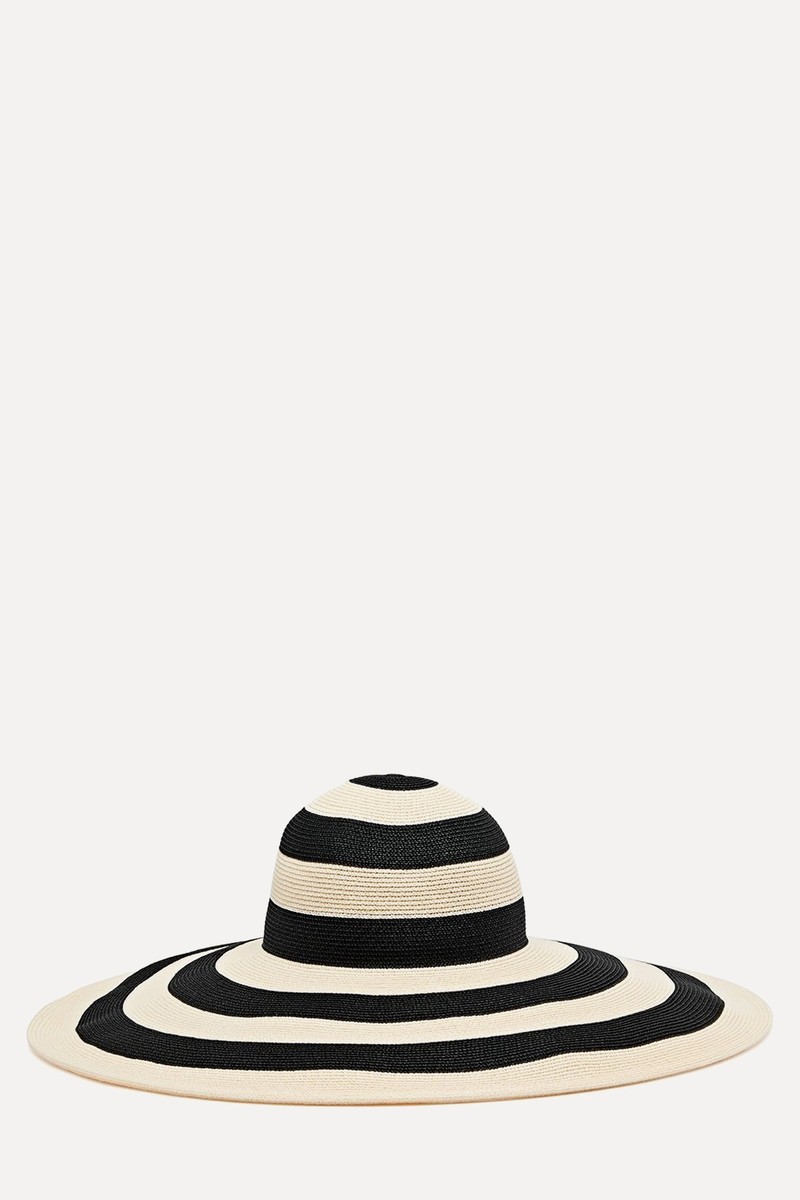 Sunny Striped Wide-Brim Straw Hat from Eugenia Kim