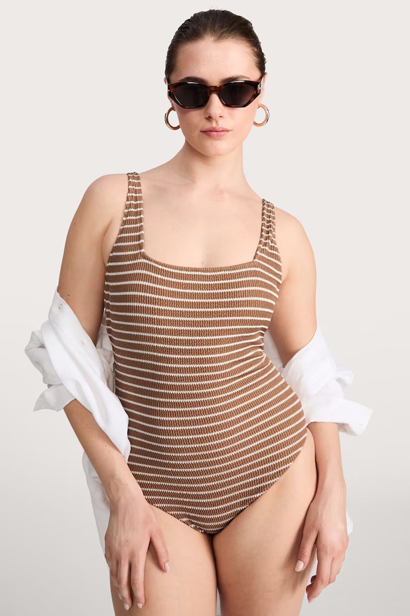 Striped Square Neck Swimsuit from F&F