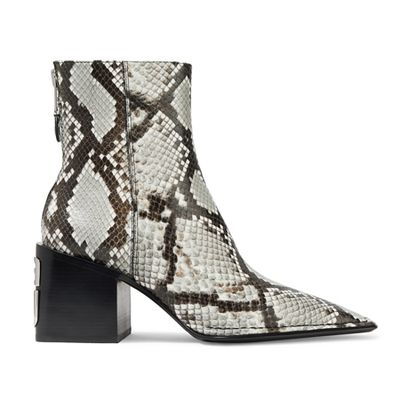 Logo-Embellished Snake-Effect Leather Boots from Alexander Wang