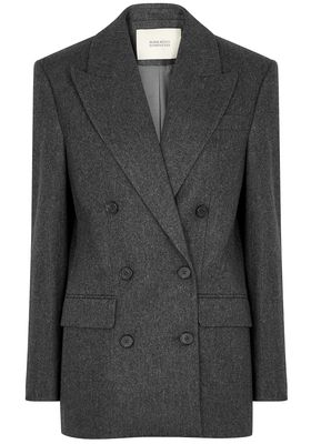 Juana Double-Breasted Wool-Blend Blazer from Mark Kenly Domino Tan