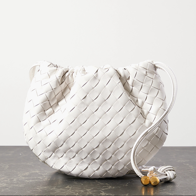The Mini Bulb Gathered Intrecciato Leather Shoulder Bag from Bottega Veneta 
