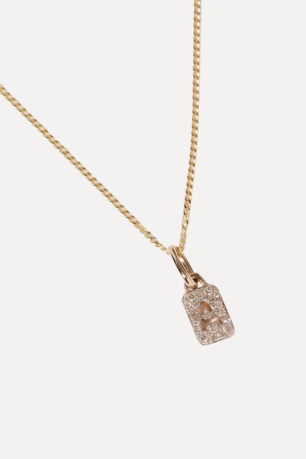 Tiny Diamond Initial Tag Pendant
