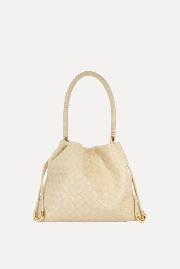 Primrose L Woven Leather Drawstring Bag from DUNE LONDON