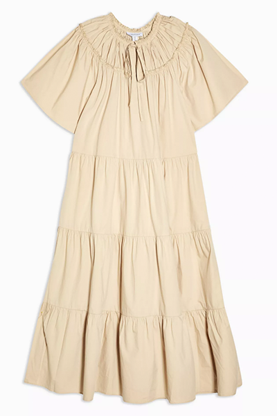 Sand Poplin Smock Midi Dress from Topshop