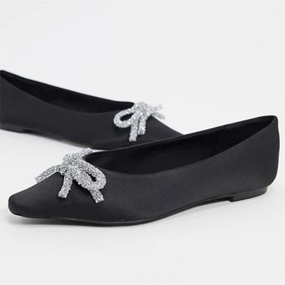 Lanie Embellished Bow Ballets from Asos Design 