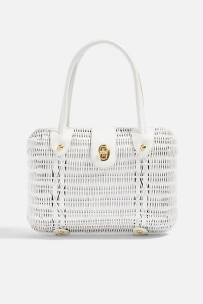 White Wicker Straw Grab Bag