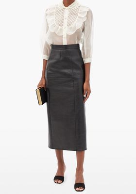 Panelled Leather Midi Skirt  from Miu Miu 