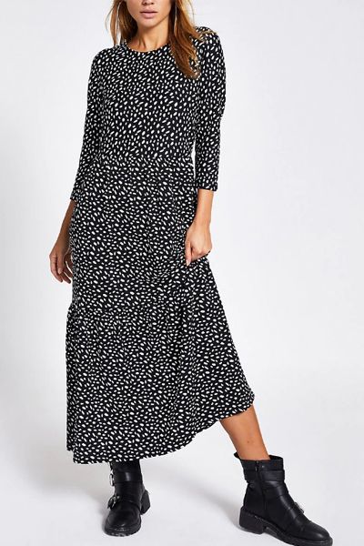 Black Spot Midi Smock Dress from River Island