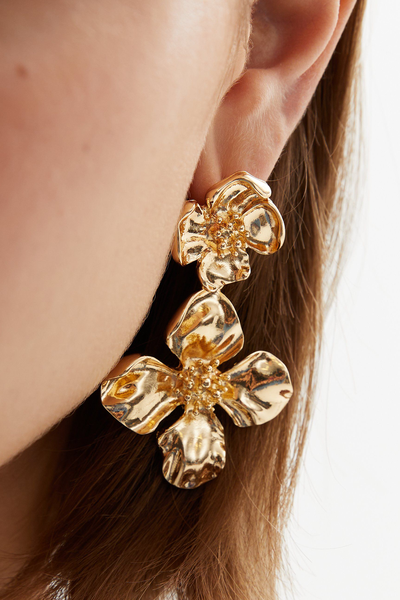 Metal Flower Doorknocker Earrings from New Look