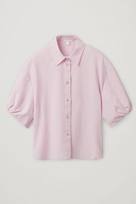 Cotton Puff Sleeve Seersucker Shirt from COS