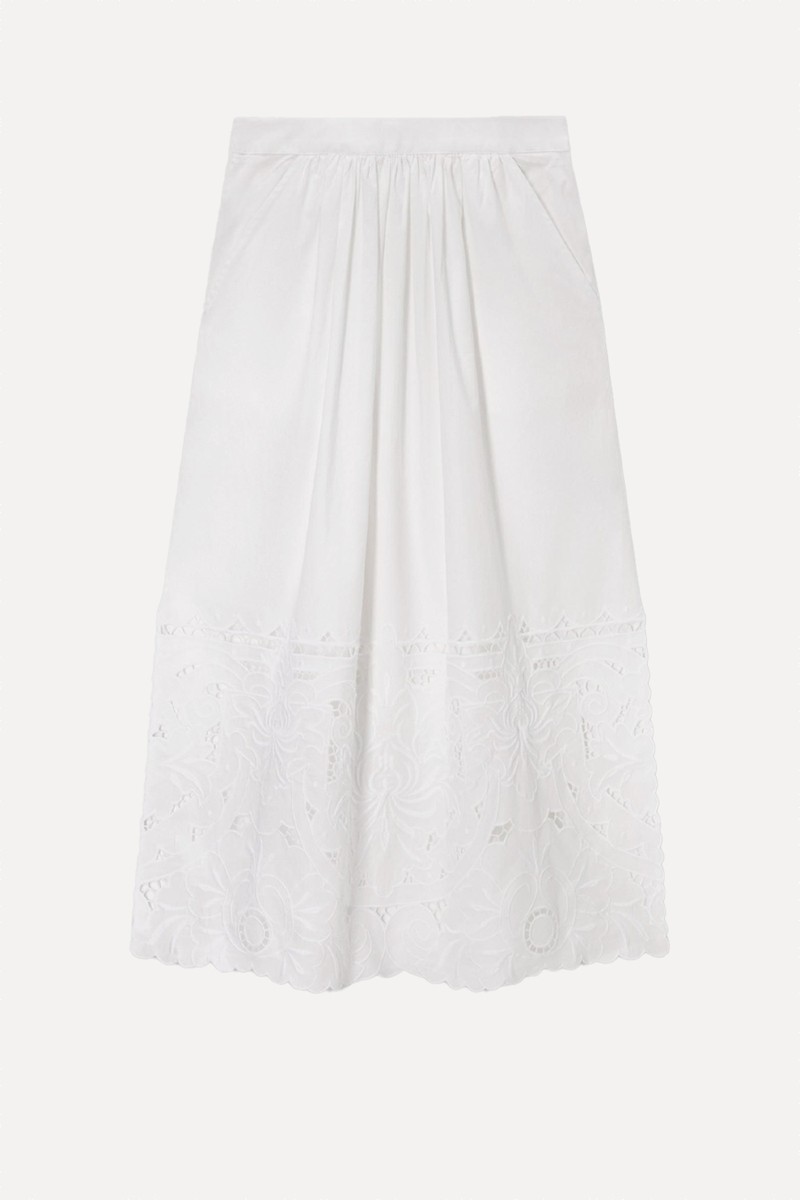 Effie Embroidered Cotton Blend Skirt from AND/OR