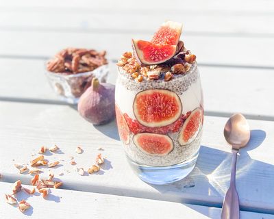 Fig, pecan and honey chia pudding