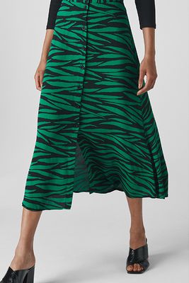 Tiger Print Button Front Skirt