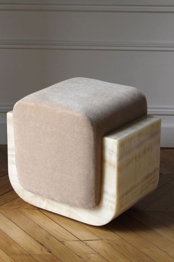Onyx Mohair Oggi Stool from Marbera_
