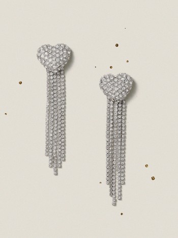 Silver Tone Heart Tassel Drop Earrings, £11.20 (were £16) | M&S Collection