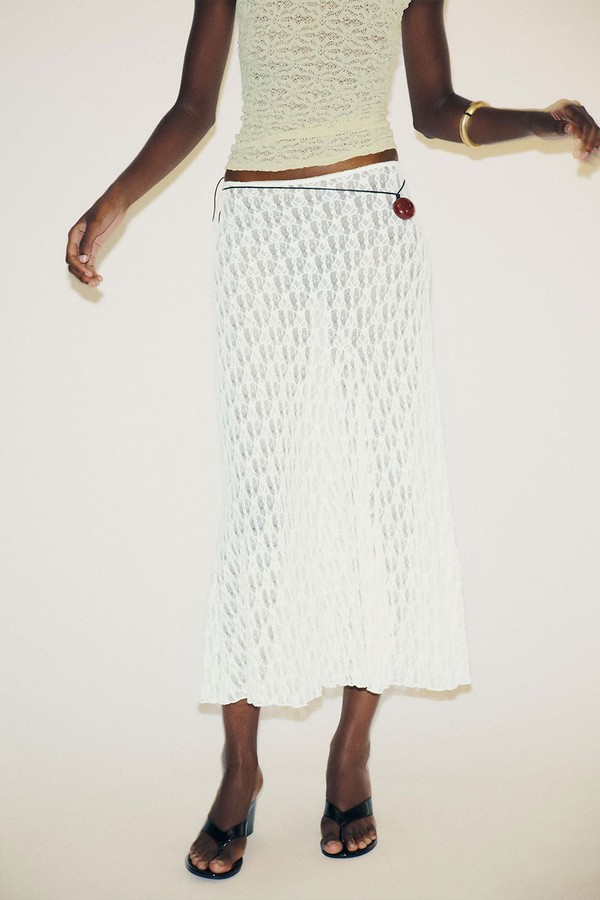 Flared Lace Maxi Skirt