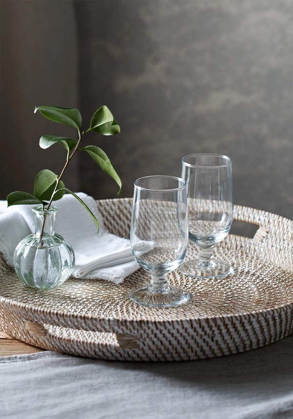Oversized Round Whitewashed Rattan Tray