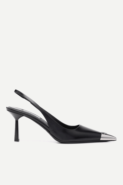 Contrast-Toecap Slingback Pumps from Prada