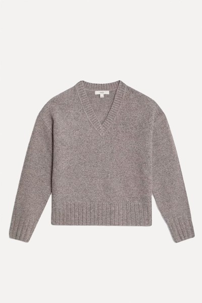 Textured V-Neck Twisted Tweed Relaxed Jumper from Marks & Spencer