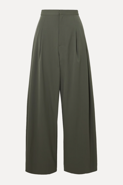 Pleated Wool-Blend Twill Wide-Leg Pants from St. Agni