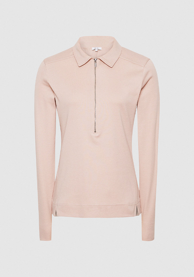 Fernanda Blush Zip Neck Polo Shirt