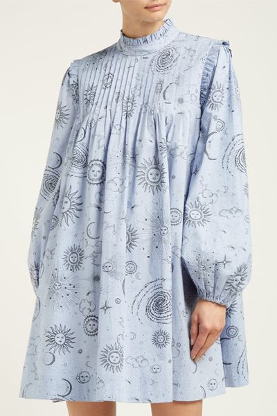 Over The Moon-print Poplin Mini Dress from Ganni