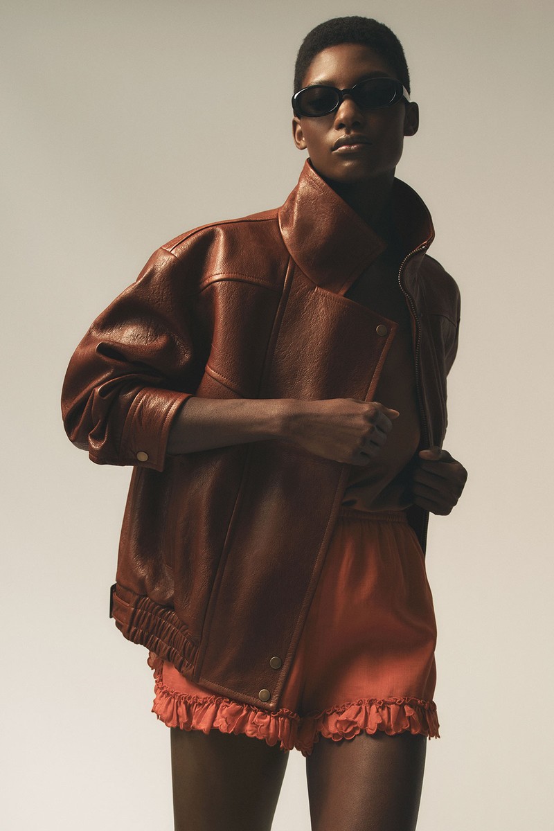 Petra Textured Leather Oversized Jacket