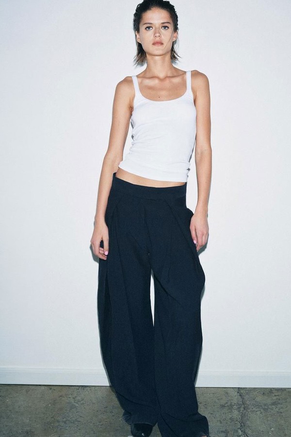 ZW Collection Wide-Leg Pleated Trousers from Zara