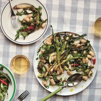 Sweet & Sour Butter Bean, Radish & Grilled Spring Onion Salad