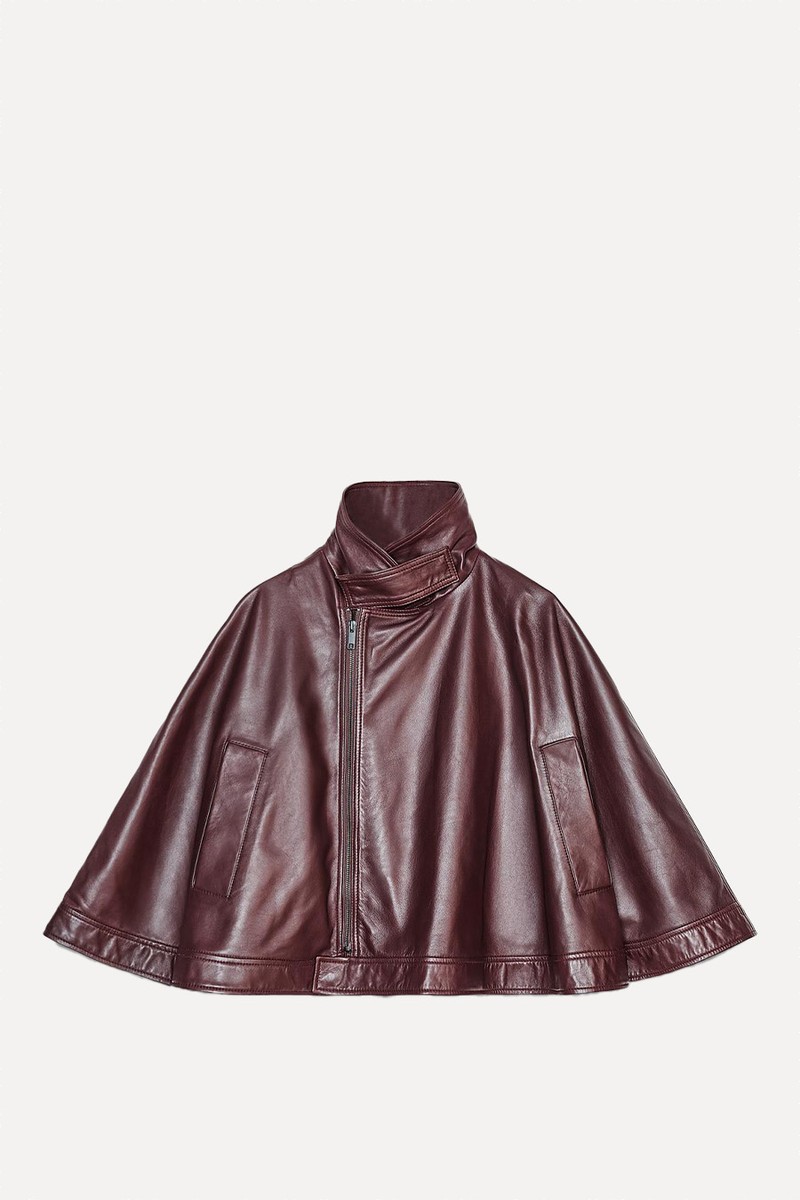 100% Leather Cape from  Zara