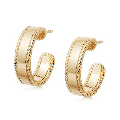 Stacked Roped Midi Hoop Earrings 18Ct Gold Plate from Daisy Jewellery