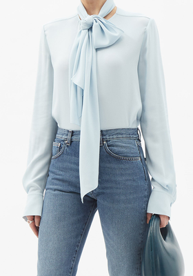 Tie-Neck Crepe Blouse from Another Tomorrow